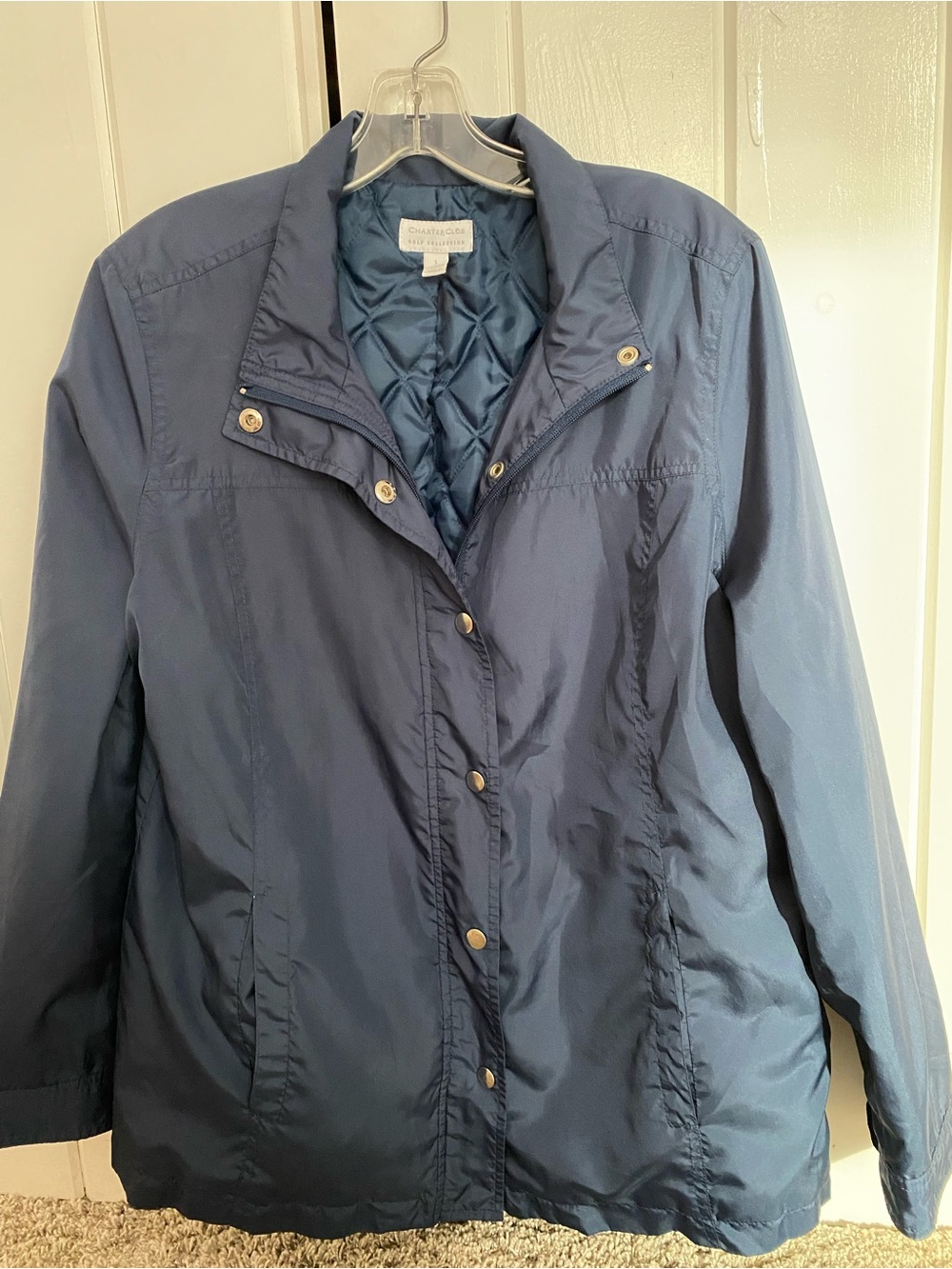 Charter Club Golf Collection Navy Quilted-Trim Women's Jacket